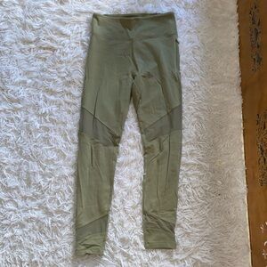 Green workout leggings with mesh at the bottom and a pocket! (PINK; brand)